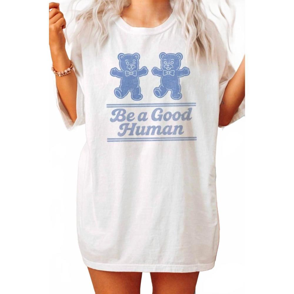 NEW WKNDER be a good human graphic tee in white
